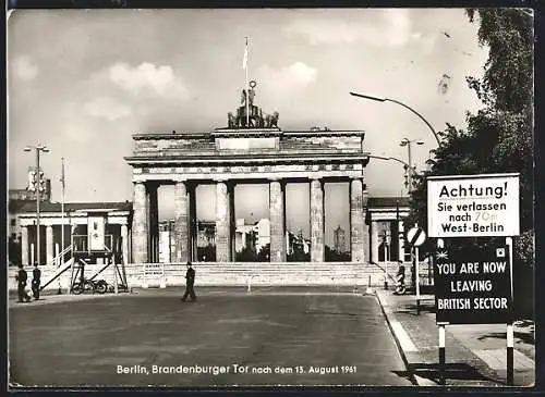 AK Berlin, Brandenbeurger Tor nach dem 13. August 1961, Grenze