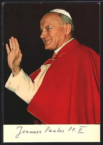 AK Papst Johannes Paul II. hebt segnend seine Hand