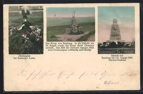 AK Saarburg /Lothr., Heldengrab, Kreuz von Saarburg, Bayern-Denkmal