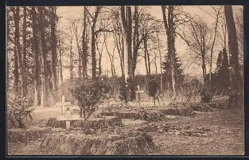 AK Louppy, Kriegsgräber im Schlossgarten