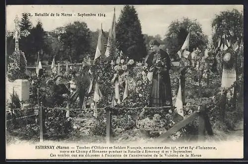 AK Esternay /Marne, Tombes d`Officiers et Soldats Francois, Bataille de la Marne 1914