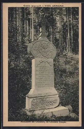 AK Vieil Armand, Monument des Chasseurs, du Cimetière Francais, Guerre 1914-1918