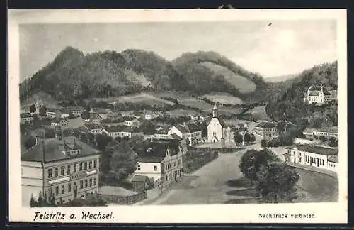 AK Feistritz a. Wechsel, Strassenansicht mit Volksschule