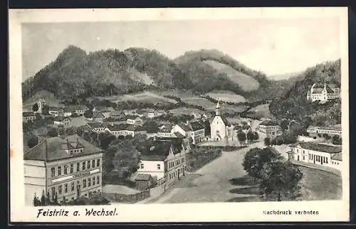 AK Feistritz a. Wechsel, Strassenansicht mit Volksschule