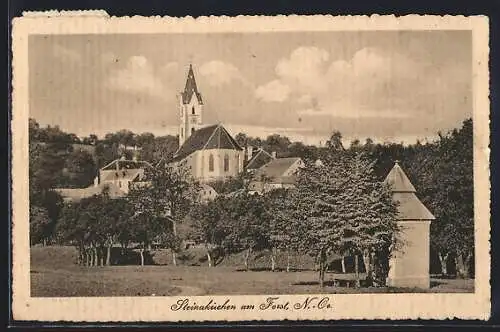 AK Steinakirchen am Forst, Ortspartie mit Kirche