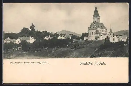 AK Giesshübel /N. Oesterreich, Ortspartie mit Kirche