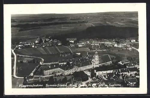 AK Geras, Teilansicht mit Kloster, Fliegeraufnahme