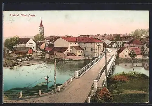 AK Gmünd, Teilansicht mit Brücke