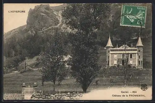 AK Fromental, Château de la Fromental et paysage montagneux de l`Auvergne