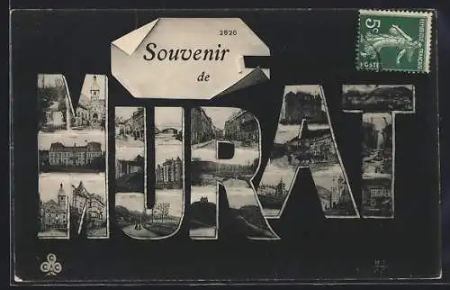 AK Murat, Souvenir de Murat avec collages de vues locales