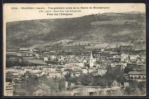 AK Massiac, Vue générale de la Route de Neussargues avec pont sur l`Alagnon