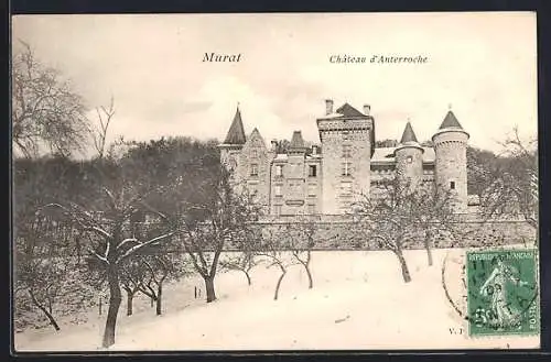 AK Murat, Château d`Anterroche en hiver avec arbres enneigés