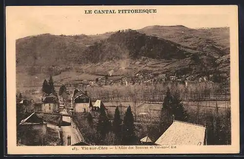 AK Vic-sur-Cère, L`Allée des Sources et Vue-sur-Cère