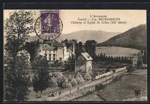 AK Neussargues, Château et Église de Celles (XIIe siècle)