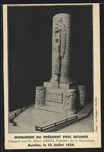 AK Aurillac, Monument du Président Paul Doumer inauguré en 1934