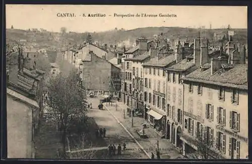 AK Aurillac, Perspective de l`Avenue Gambetta