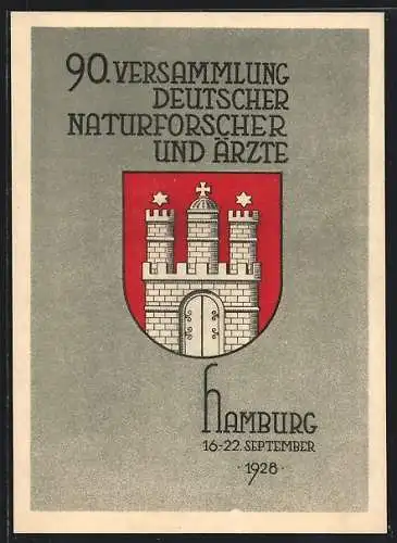 AK Hamburg, 90. Versammlung Deutscher Naturforscher und Ärzte 1928, Stadtwappen