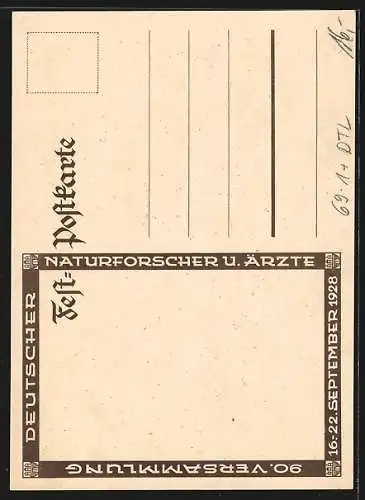 AK Hamburg, 90. Versammlung Deutscher Naturforscher und Ärzte 1928, Stadtwappen