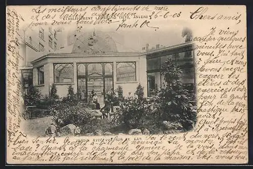 AK Anvers, Etablissement Leonhard Tietz, Jardin avec vue sur le bar