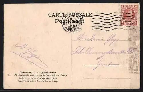 AK Anvers, Cortège des Bijoux 1923, Prospecteurs de la Forminière au Congo