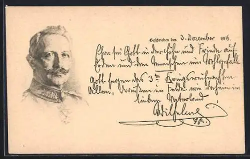 AK Portrait von Kaiser Wilhelm II. mit Pour le Merite