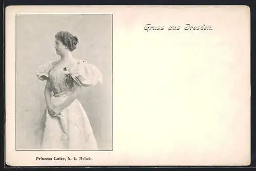 AK Portrait von Prinzessin Luise von Sachsen im Kleid