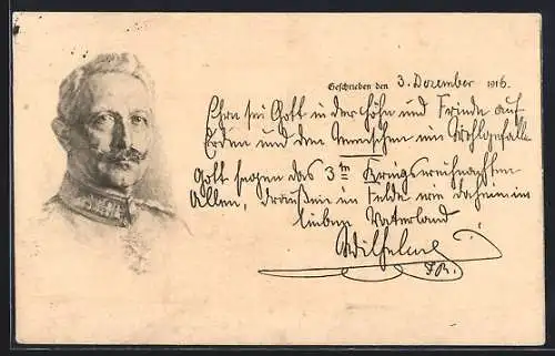 AK Weihnachtsgruss von Kaiser Wilhelm II. an das deutsche Volk, 1916