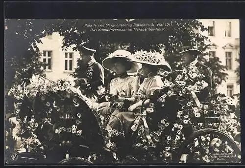 AK Potsdam, Parade und Margueritentag 1911, Kronprinz Wilhelm von Preussen und Gattin im Margueriten-Korso