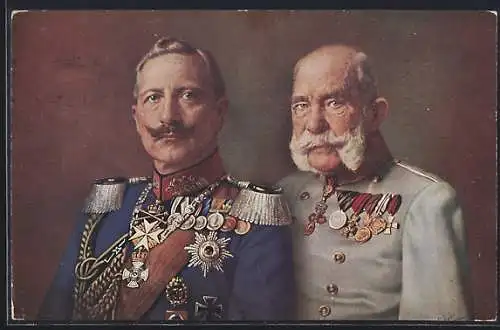 AK Zweibund Deutschland-Österreich, Kaiser Franz Josef I. von Österreich nebst Kaiser Wilhelm II.