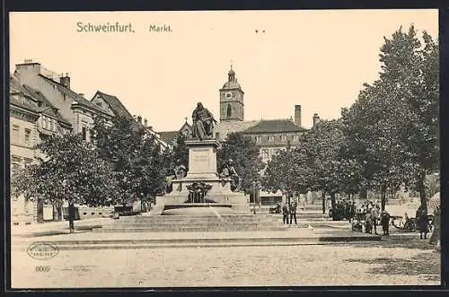 AK Schweinfurt, Friedrich Ruckert-Denkmal am Markt