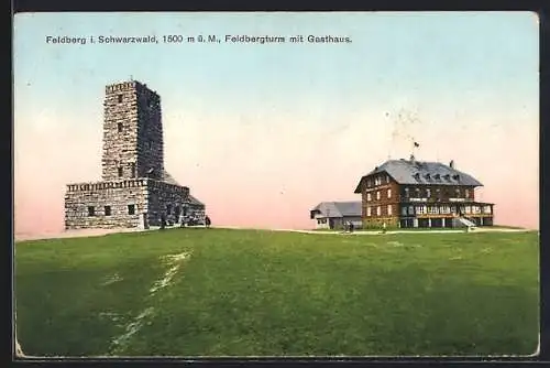 AK Feldberg i. Schwarzwald, Feldbergturm mit Gasthaus