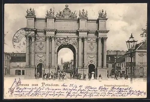 AK Potsdam, Partie am Brandenburger Tor, Berliner Strasse