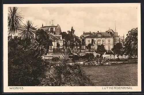 AK Worms, Lutherdenkmal mit Umgebung