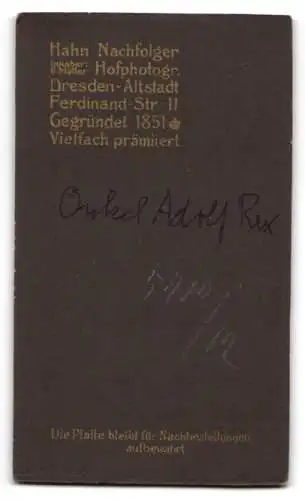 Fotografie E. Müller, Dresden-Altstadt, Ferdinand-Str. 11, Adolf Rex mit Brille