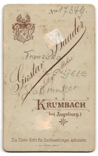 Fotografie Gustav Baader, Krumbach, Franziska Weigele im Porträt
