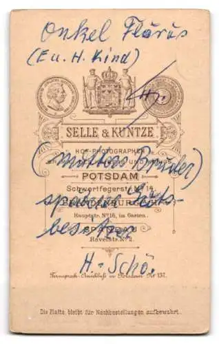 Fotografie Selle &amp Kuntze, Potsdam, Schwetgterstrasse 14, Soldat E. H. Kind in Uniform