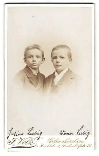 Fotografie J. Volk, Gelsenkirchen, Marktstr. 9, Julius und Werner Liebig als Kinder