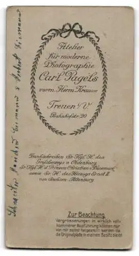 Fotografie Carl Pagels, Treuen, Bahnhofstr. 20, Marichen und Herbert Eismann