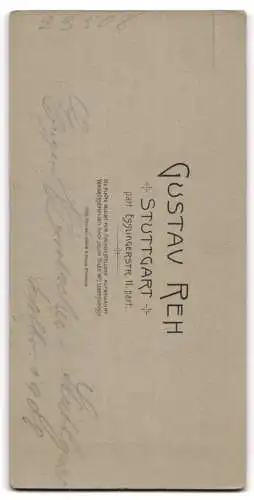 Fotografie Gust. Reh, Stuttgart, Esslingerstr. 11, Eugen Burrlacher im Jahr 1908