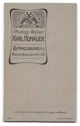 Fotografie Karl Honauer, Strassburg, Mörschhauserstr. 29, Porträt eines Soldaten in Uniform