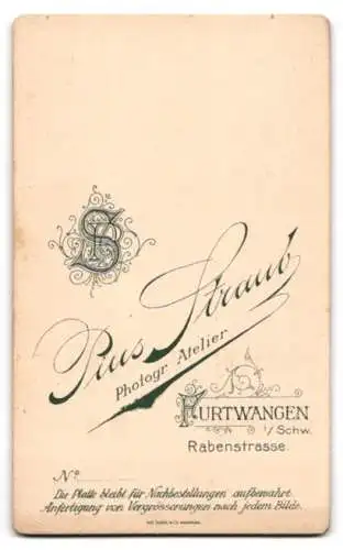 Fotografie Pius Straub, Furtwangen, Rabenstr., Porträt eines jungen Mannes