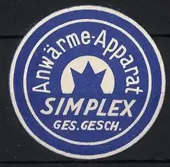 Reklamemarke Anwärme-Apparat SIMPLEX, Sternsymbol