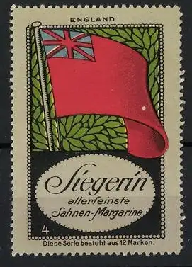 Reklamemarke England, Siegerin allerfeinste Sahnen-Margarine, rote Fahne mit Union Jack