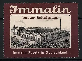 Reklamemarke Deutschland, Immalin bester Schuhputz, Fabrikgebäude