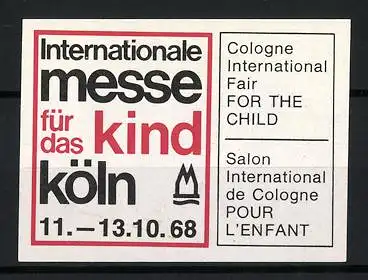 Reklamemarke Köln, Internationale Messe für das Kind 1968, Flamme-Symbol