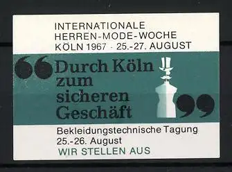 Reklamemarke Köln, Internationale Herren-Mode-Woche 1967, Modebüste