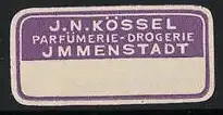 Reklamemarke Immenstadt, J.N. Kössel Parfümerie-Drogerie, rechteckiges Design