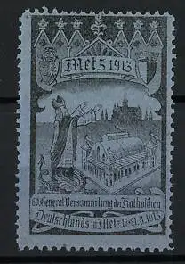 Reklamemarke Metz, 60. Generalversammlung der Katholiken 1913, Bischof und Kirche