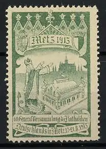 Reklamemarke Metz, 1913, 60. Generalversammlung der Katholiken Deutschlands, Kathedrale und Geistlicher