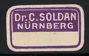 Reklamemarke Nürnberg, Dr. C. Soldan, Schriftzug